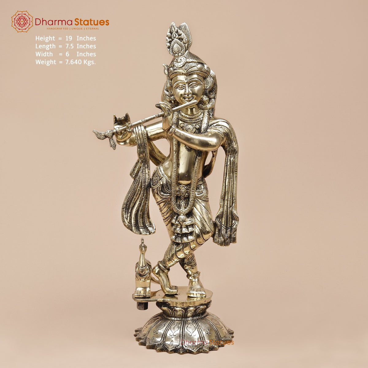 Brass Kalangi Krishna Fine, Smooth Finish 19”