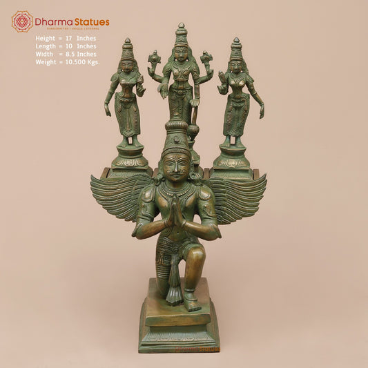 Brass Garuda Vaahan Fine, Antique Patina 17”