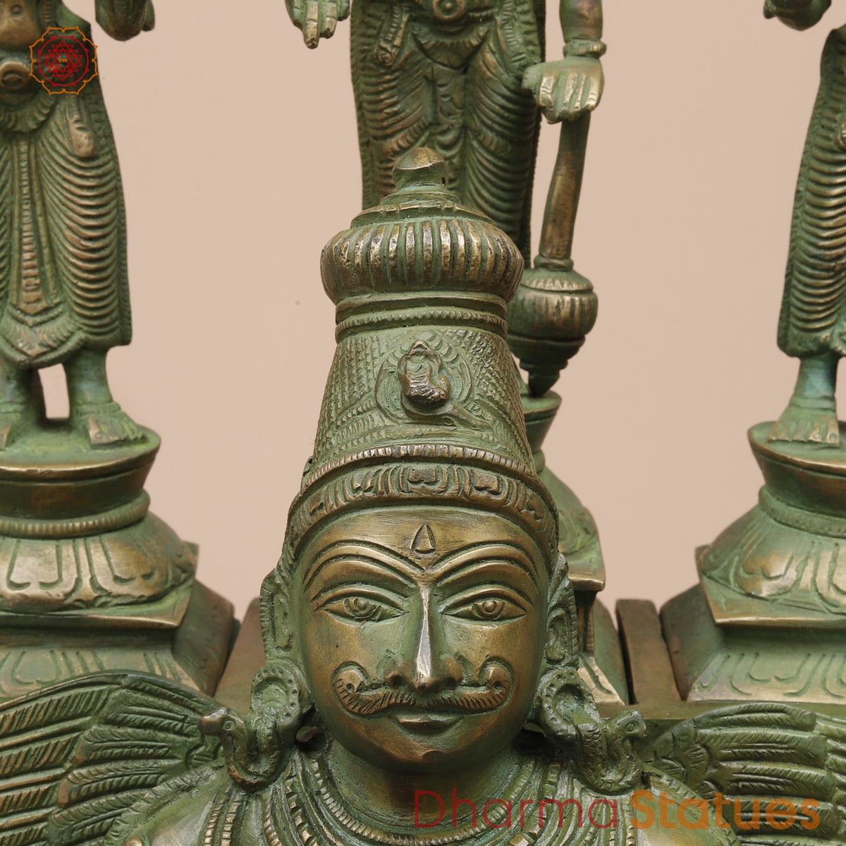 Brass Garuda Vaahan Fine, Antique Patina 17”