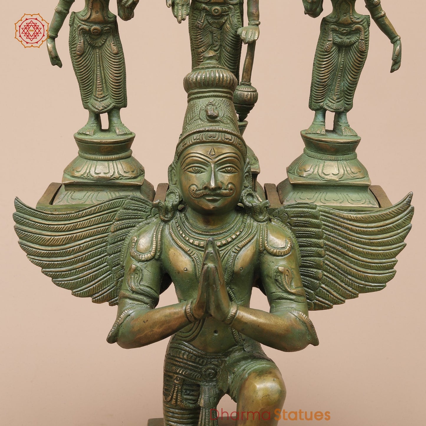 Brass Garuda Vaahan Fine, Antique Patina 17”