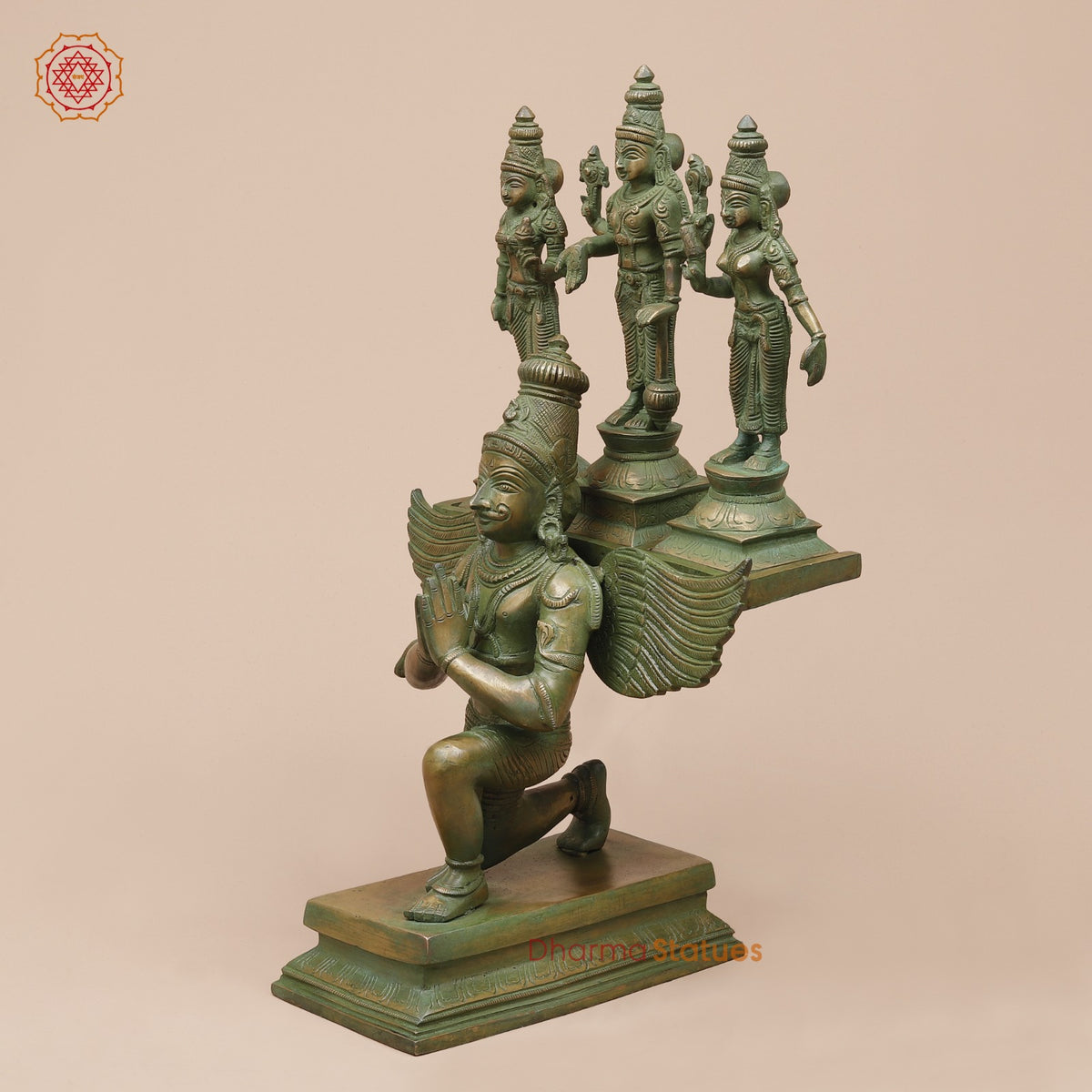 Brass Garuda Vaahan Fine, Antique Patina 17”