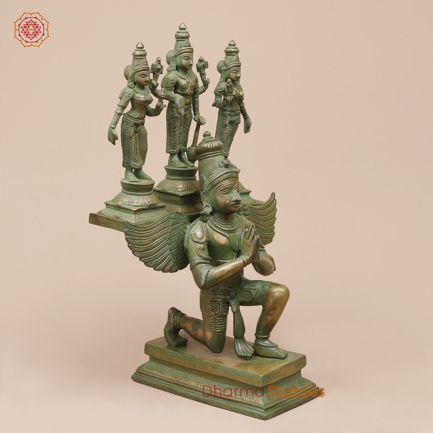 Brass Garuda Vaahan Fine, Antique Patina 17”
