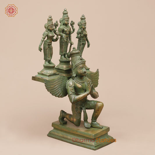 Brass Garuda Vaahan Fine, Antique Patina 17”