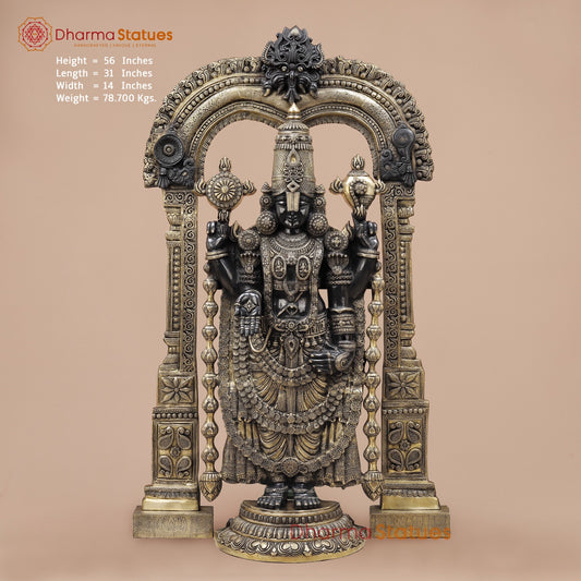 Brass Tirupati Balaji Fine With Arch, Black and Smooth Finish 56”