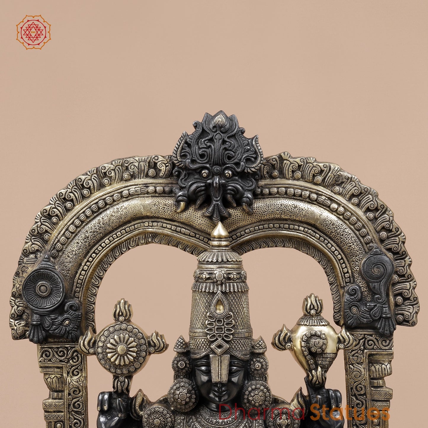 Brass Tirupati Balaji Fine With Arch, Black and Smooth Finish 56”