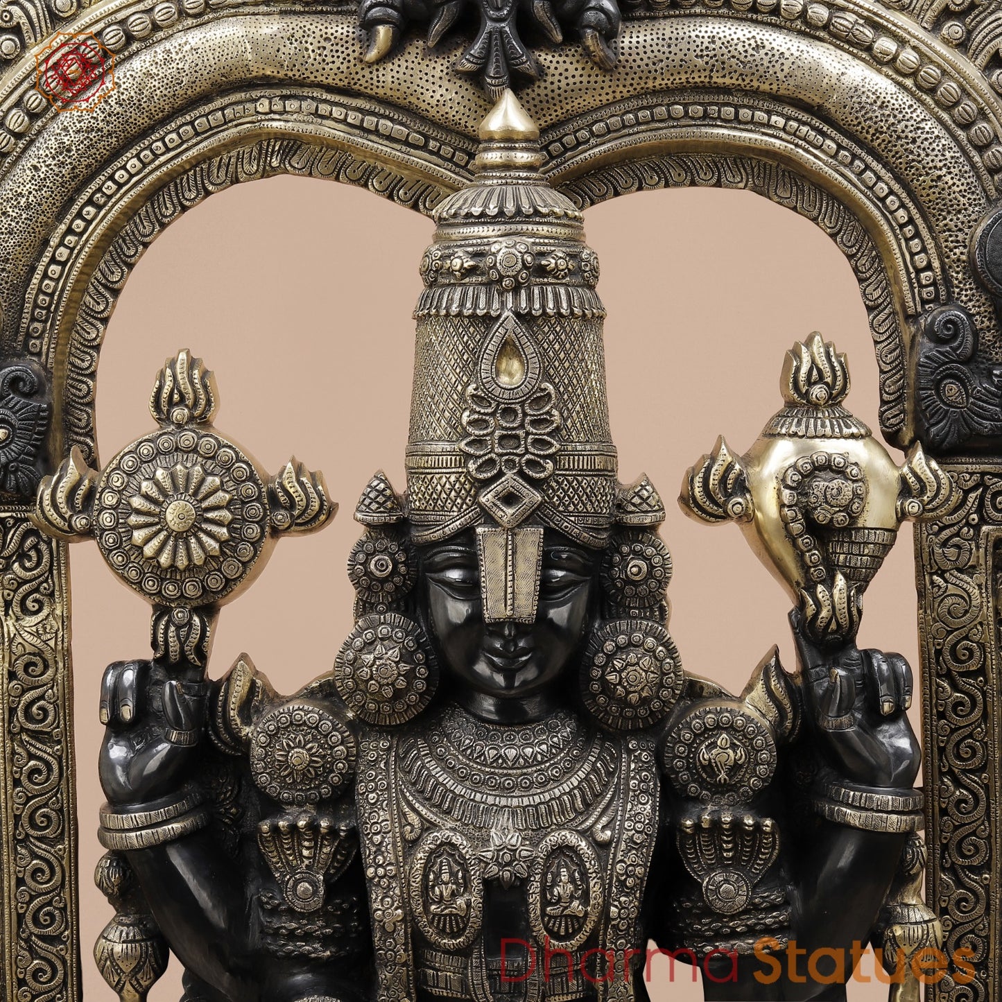 Brass Tirupati Balaji Fine With Arch, Black and Smooth Finish 56”