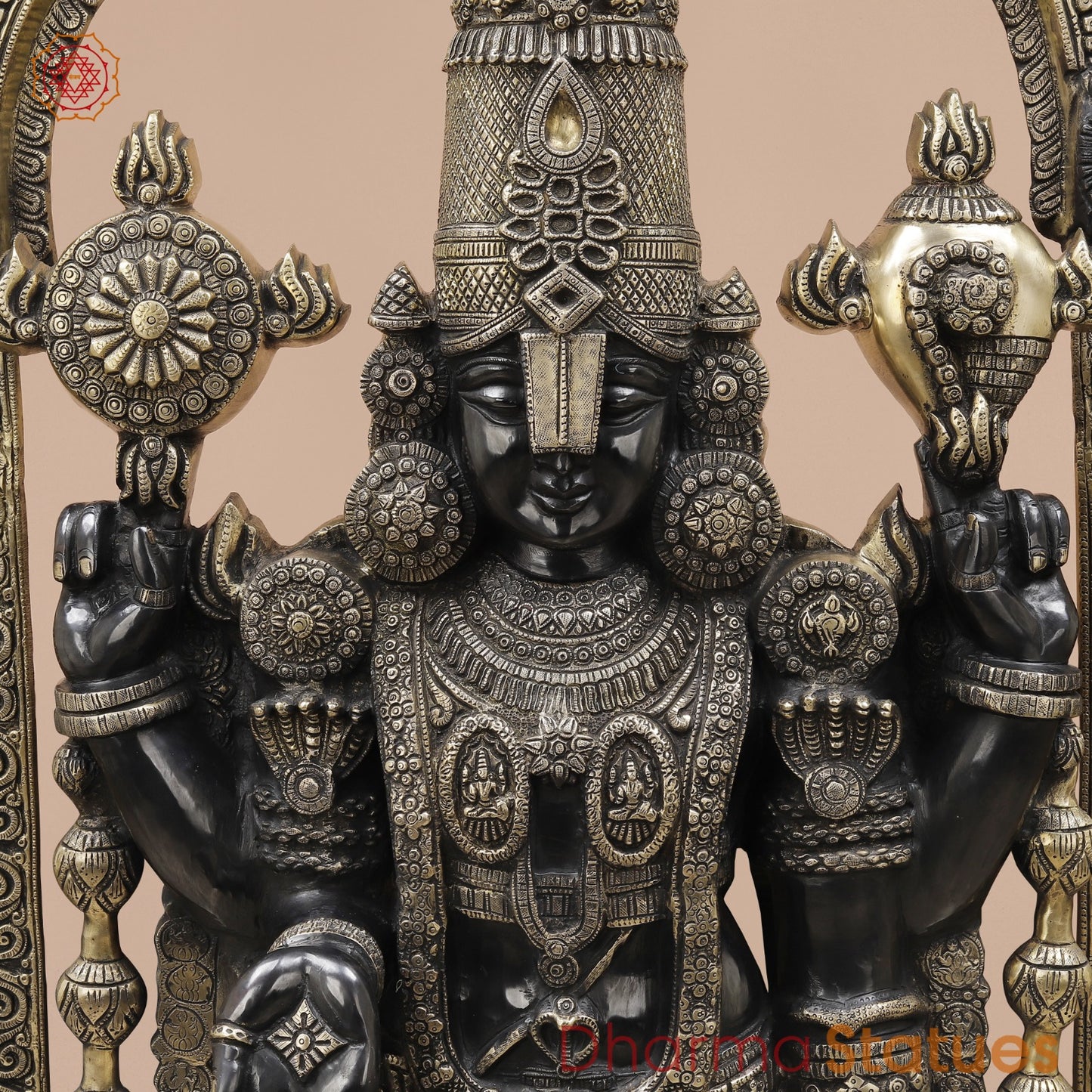 Brass Tirupati Balaji Fine With Arch, Black and Smooth Finish 56”