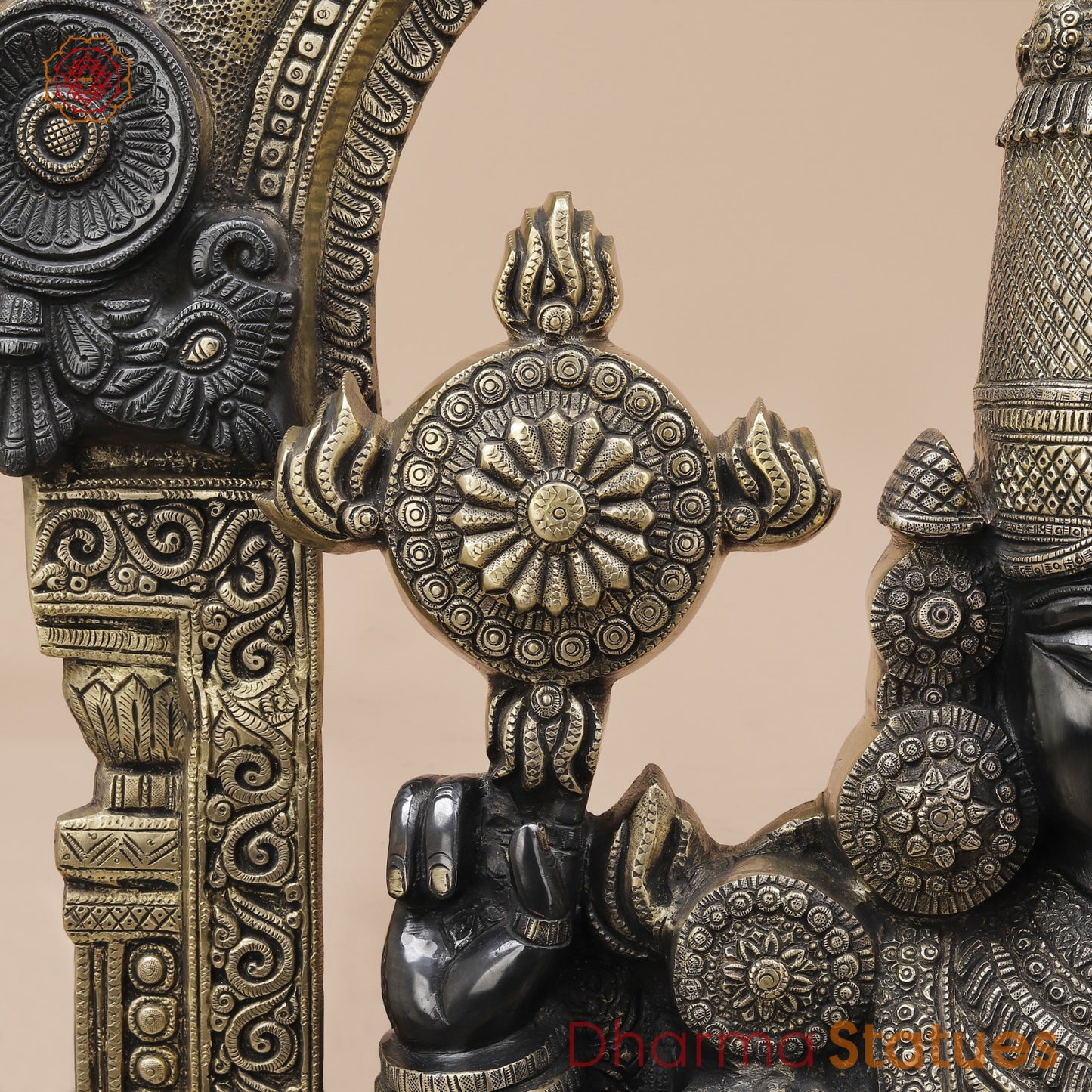 Brass Tirupati Balaji Fine With Arch, Black and Smooth Finish 56”