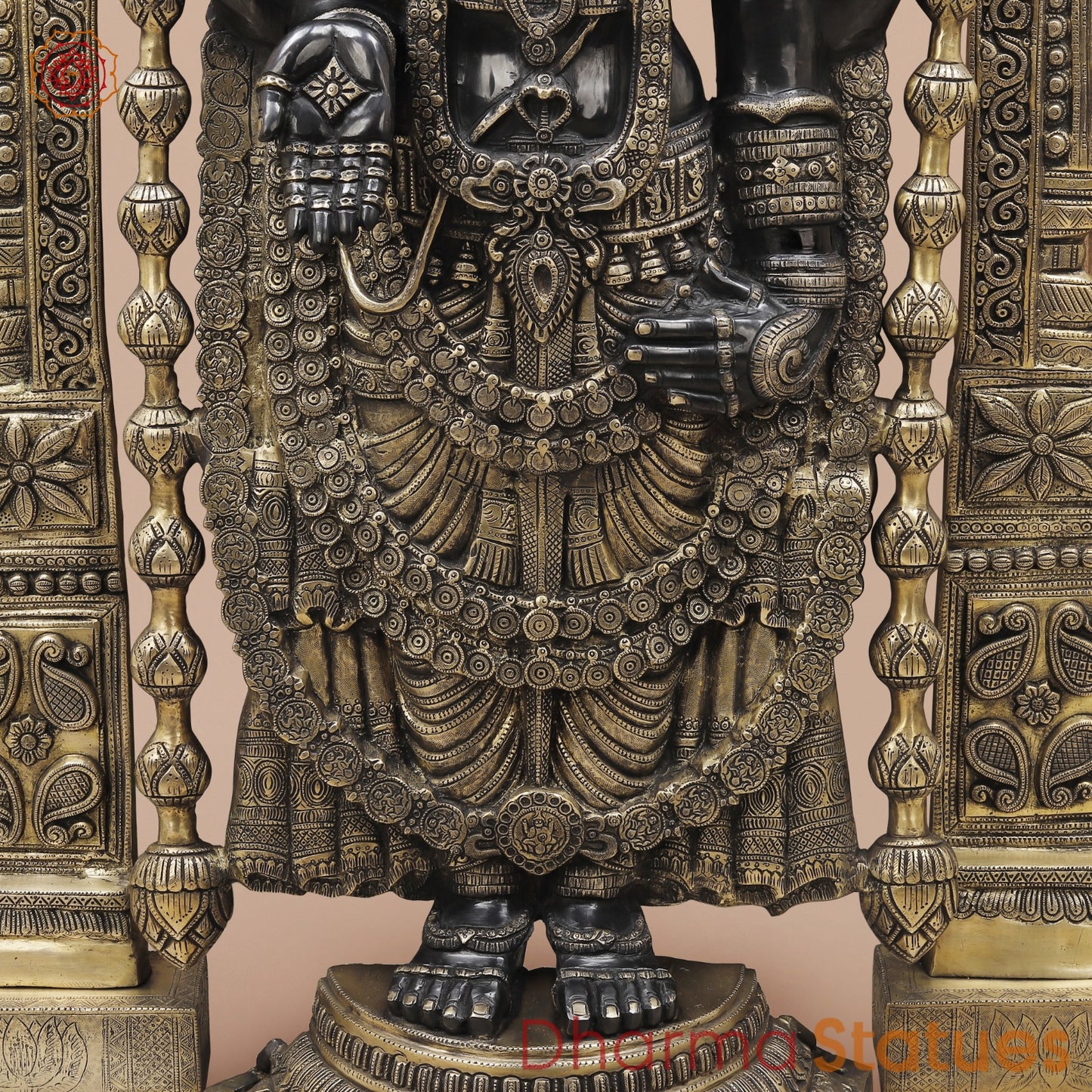 Brass Tirupati Balaji Fine With Arch, Black and Smooth Finish 56”