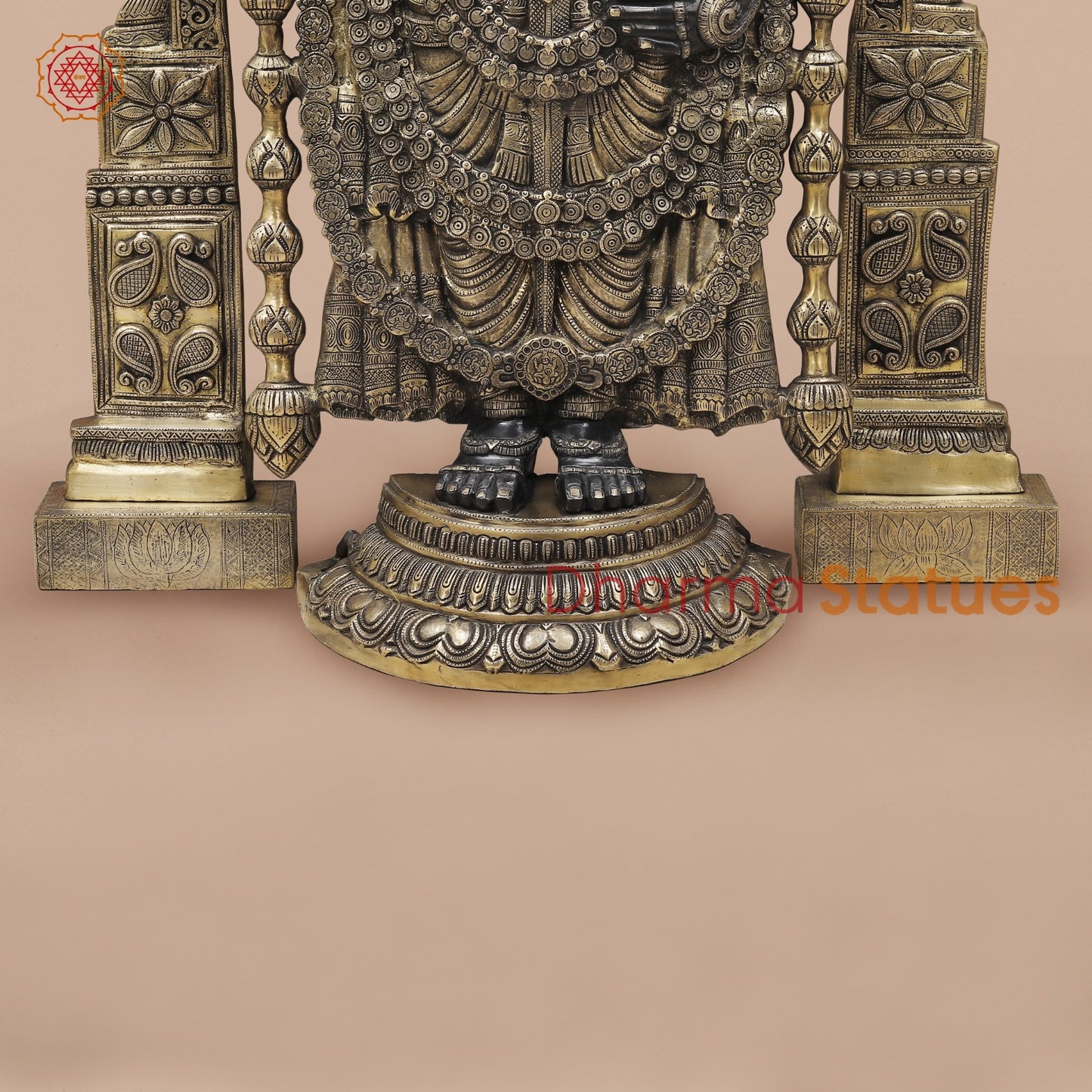 Brass Tirupati Balaji Fine With Arch, Black and Smooth Finish 56”