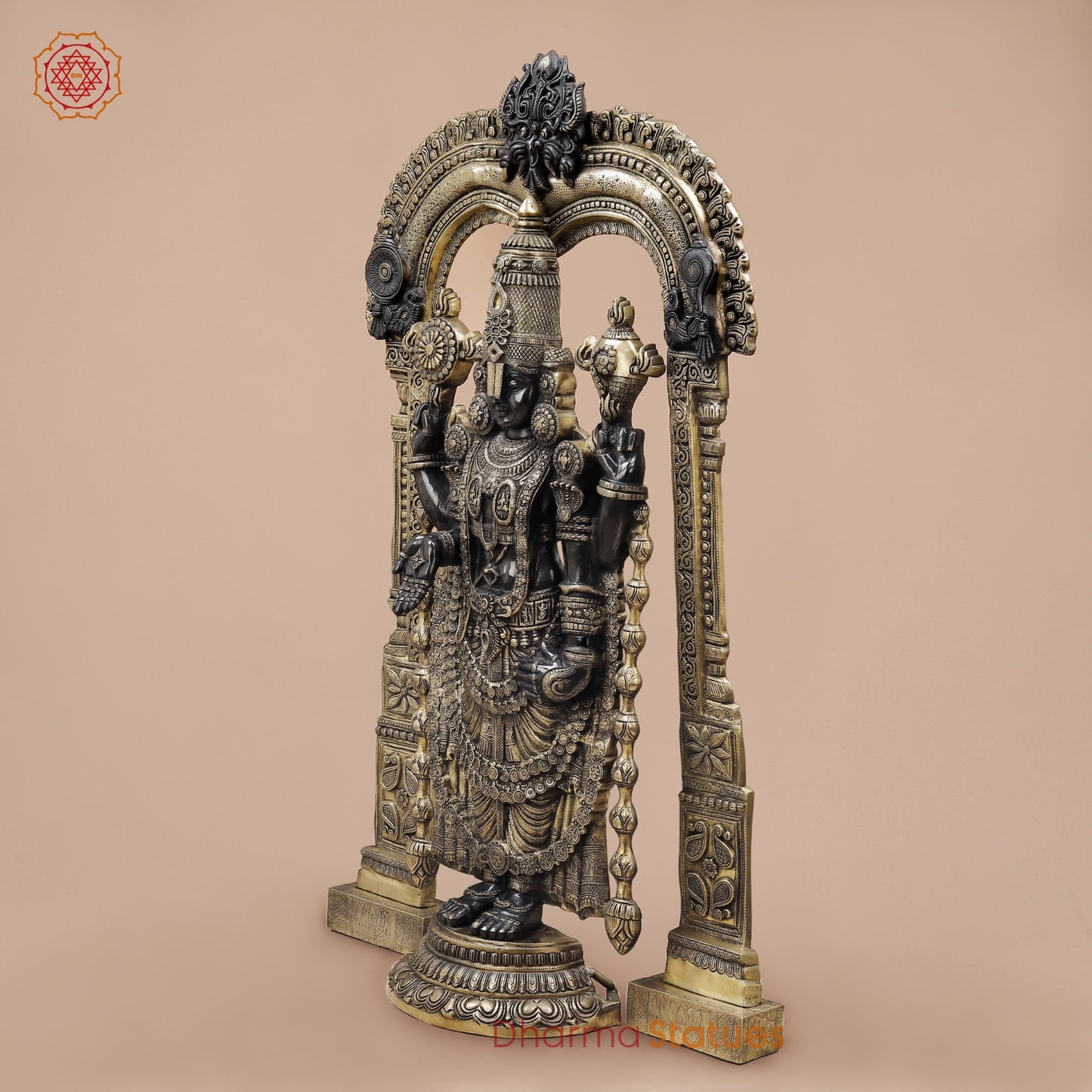 Brass Tirupati Balaji Fine With Arch, Black and Smooth Finish 56”