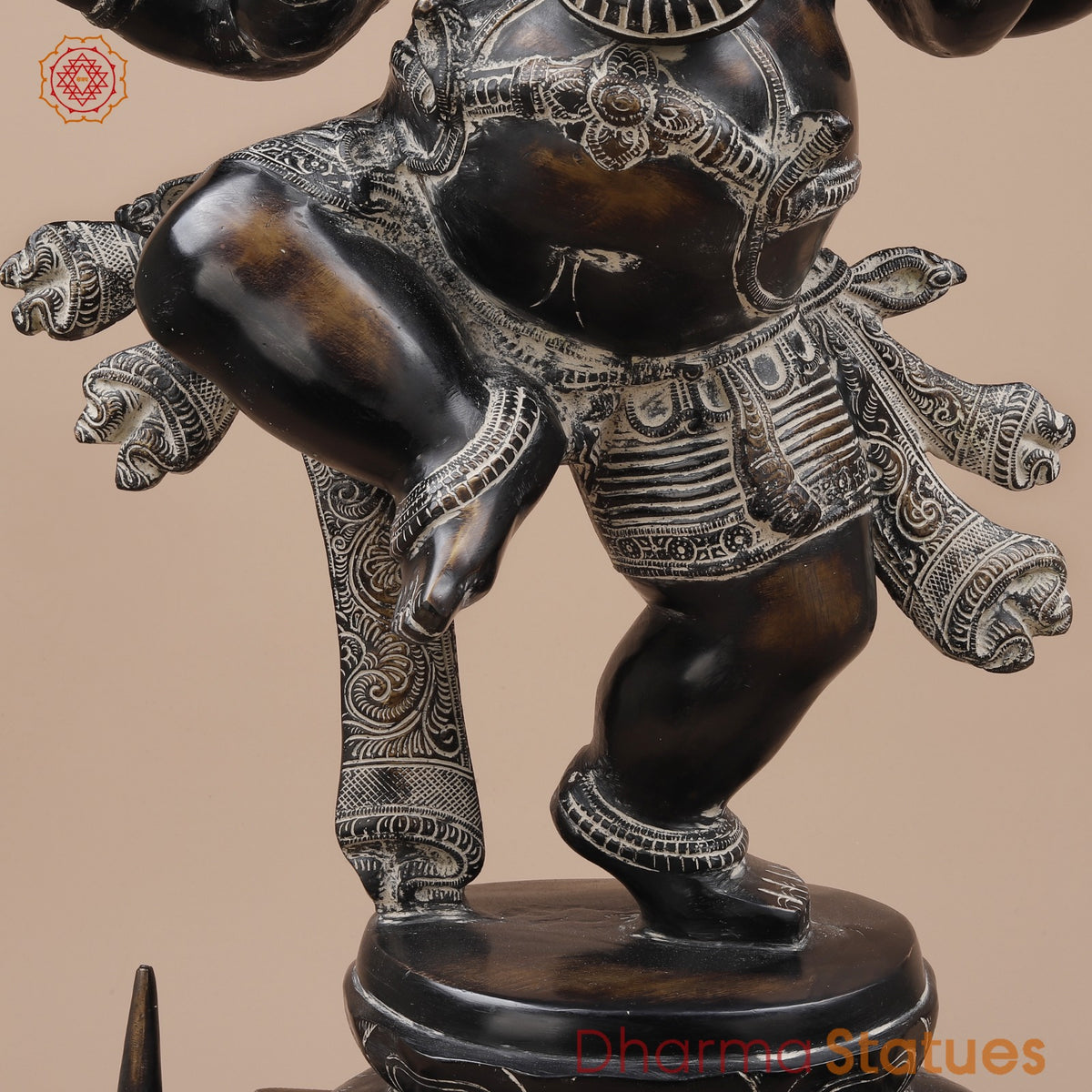 Brass South Indian Ganesh Dancing Fine, Copper Antique Finish 30”