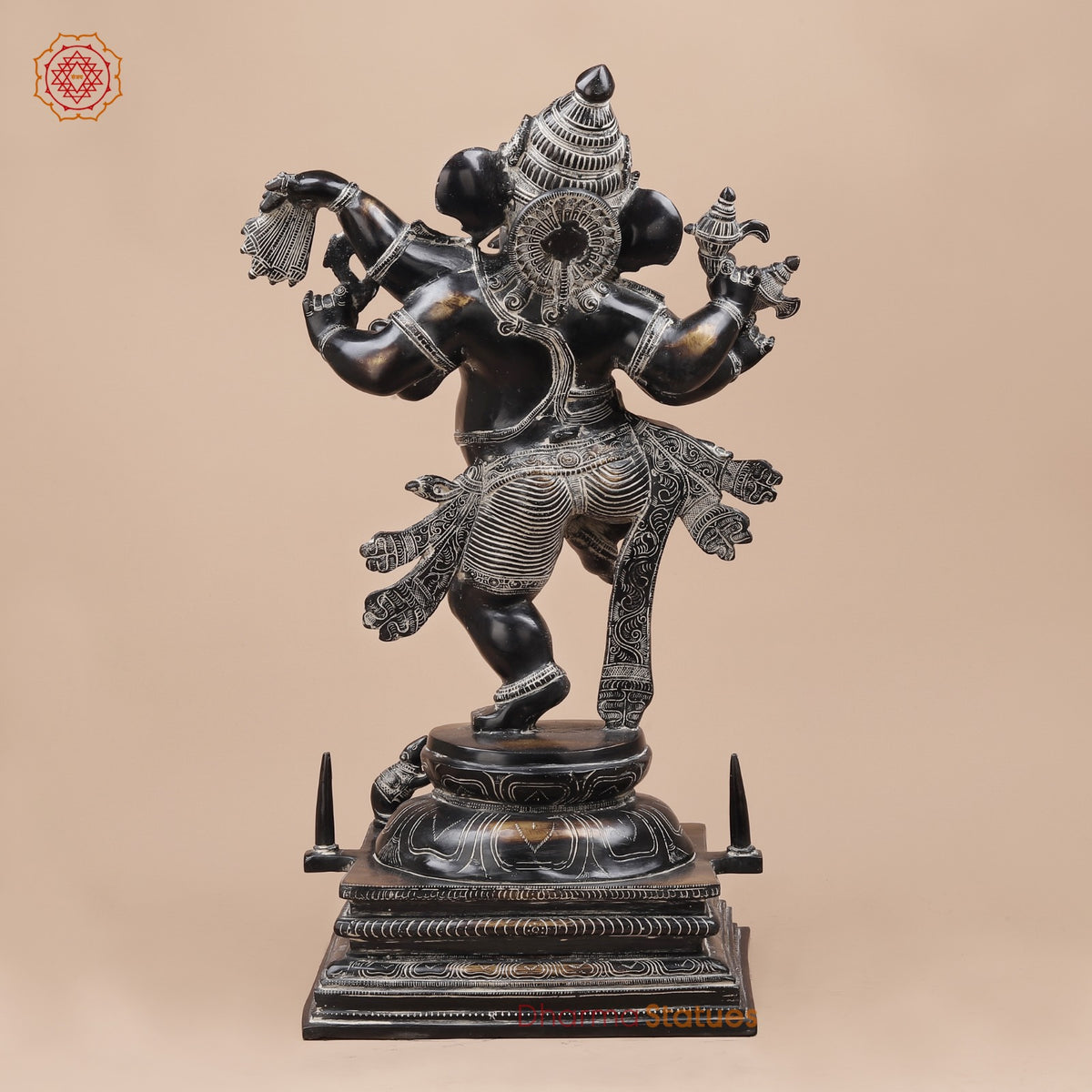 Brass South Indian Ganesh Dancing Fine, Copper Antique Finish 30”