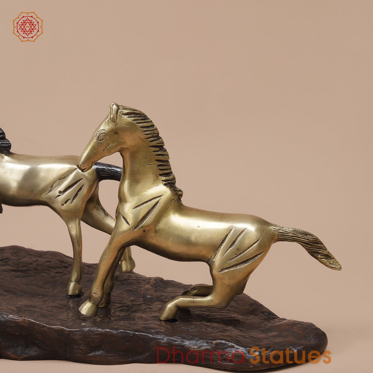 Brass Set of Seven Lucky Horses Fine, Multicolor 38”
