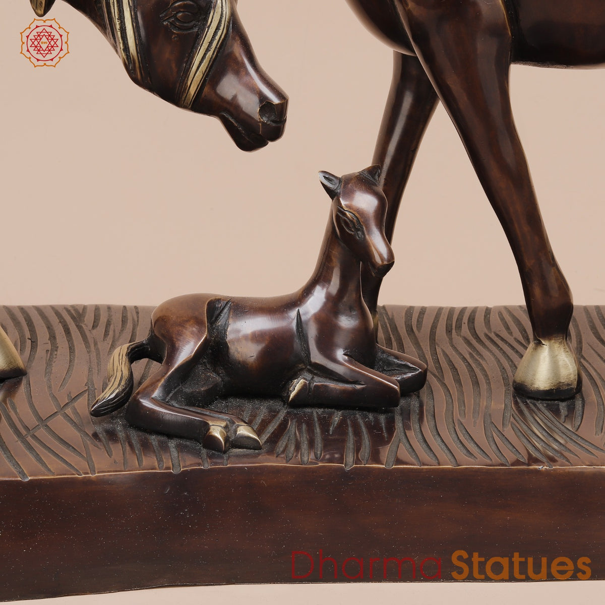Brass Artistic Horse Family Standing Fine, Copper Finish 24”