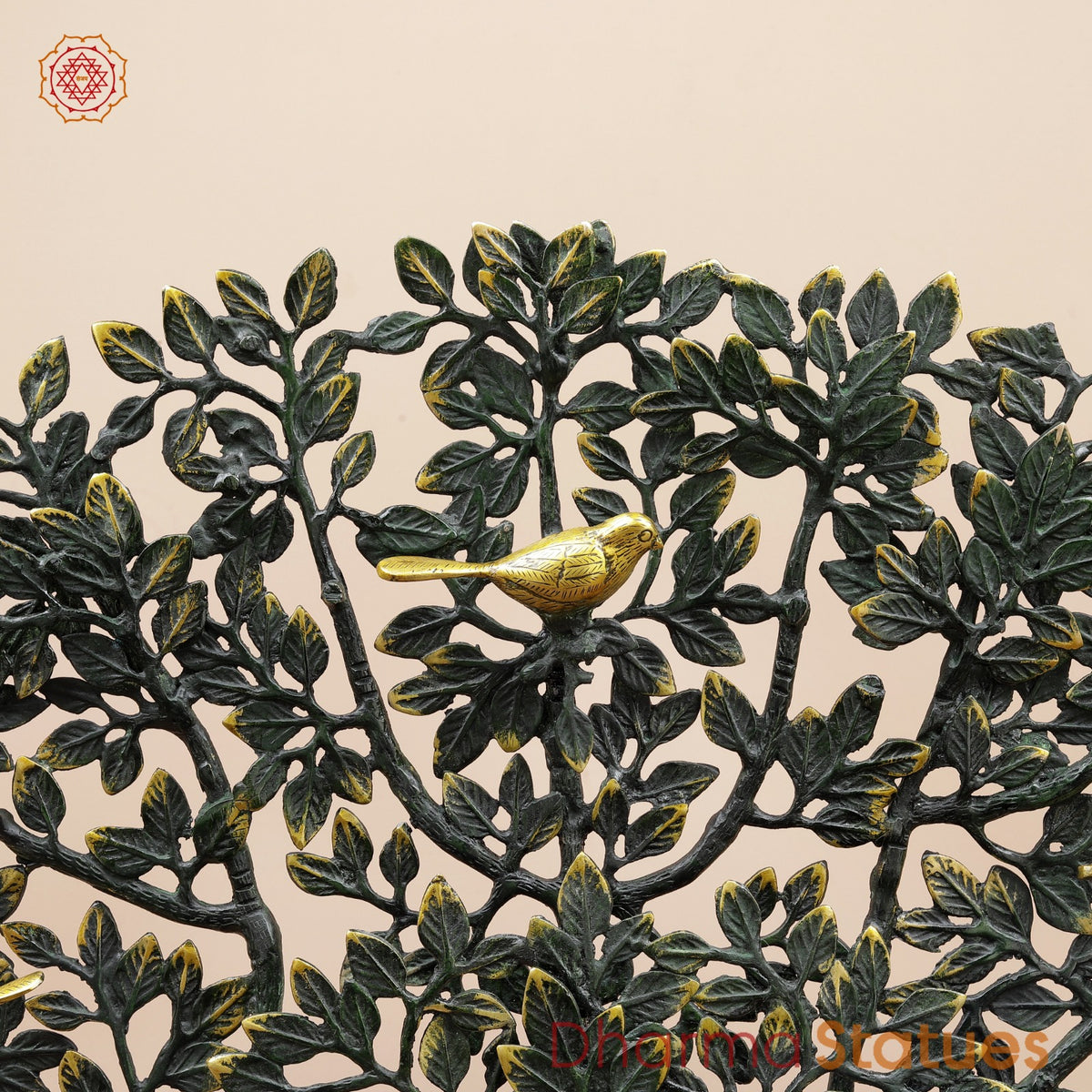 Brass Kalpvriksh Tree Fine, Sea Green and Gold Finish 27”