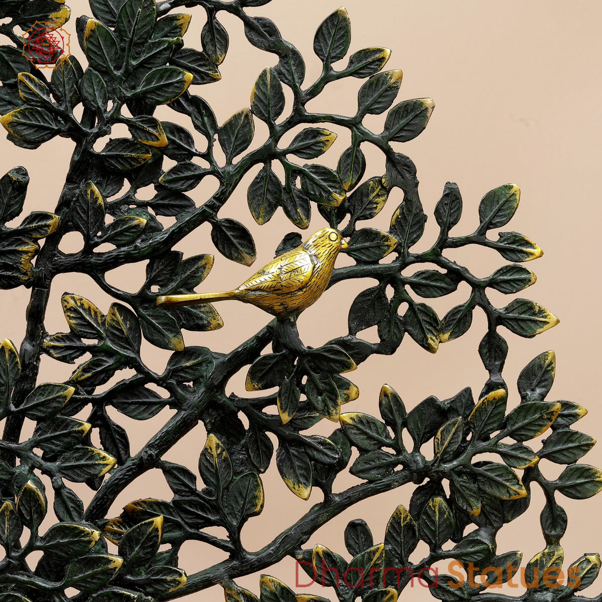 Brass Kalpvriksh Tree Fine, Sea Green and Gold Finish 27”