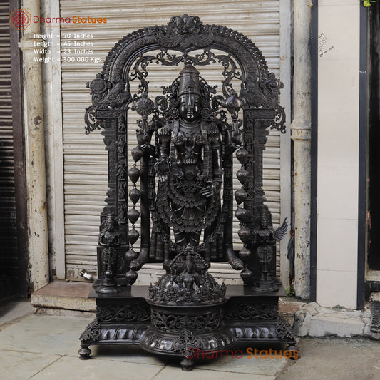 Bronze Tiruapti Balaji Fine with Dhanlakshmi and Arch, Natural Bronze Finish 70”