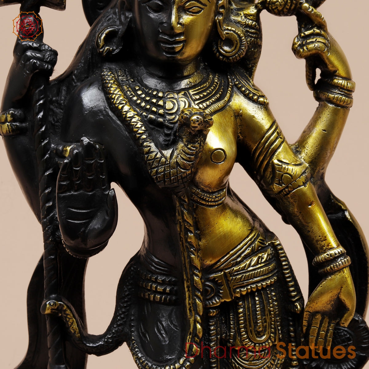 Brass Ardhanarishwar Standing Fine, Dual Tone 13”