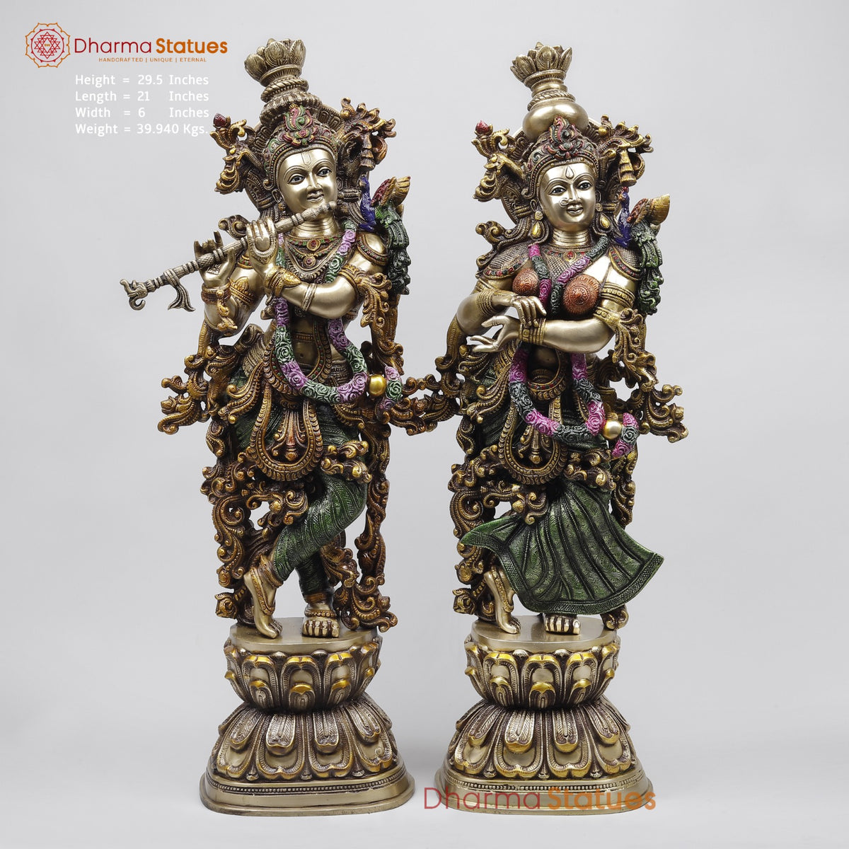 Brass Radha Krishna Fine Quality, Colorful Finish 30”