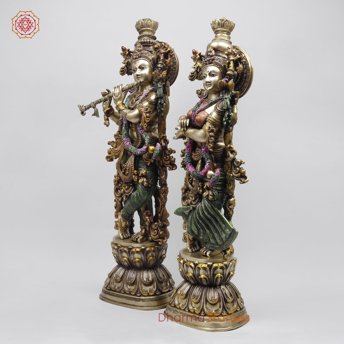 Brass Radha Krishna Fine Quality, Colorful Finish 30”