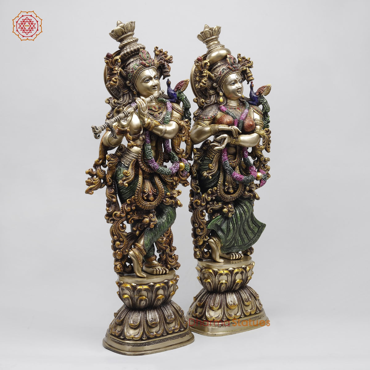 Brass Radha Krishna Fine Quality, Colorful Finish 30”