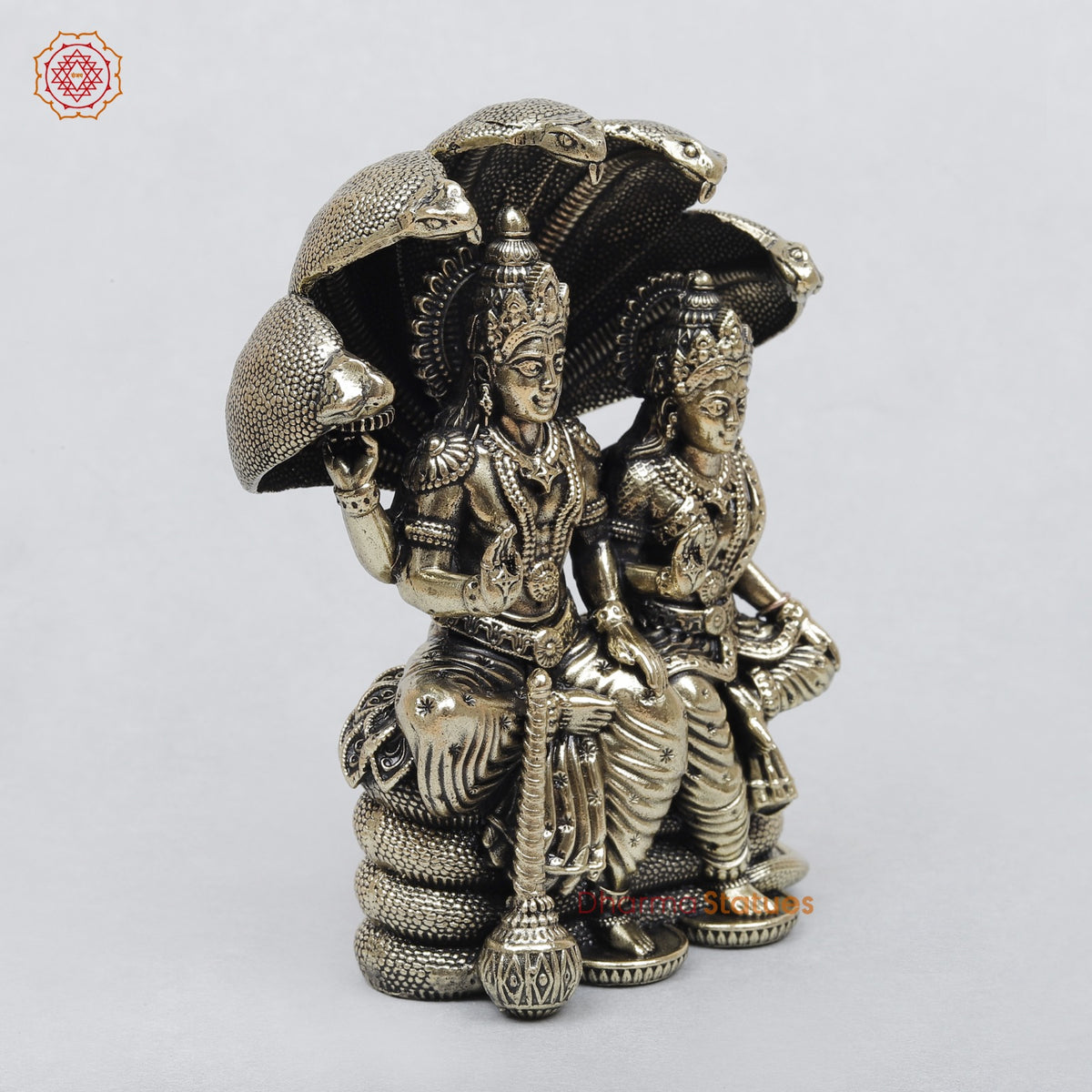 Brass Vishnu Lakshmi Seated With Vasuki Snake 4”