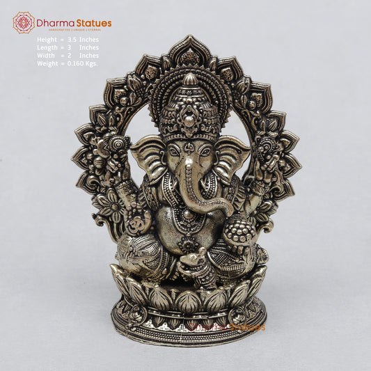 Brass Ganesh Seated Fine With Arch 3.5”