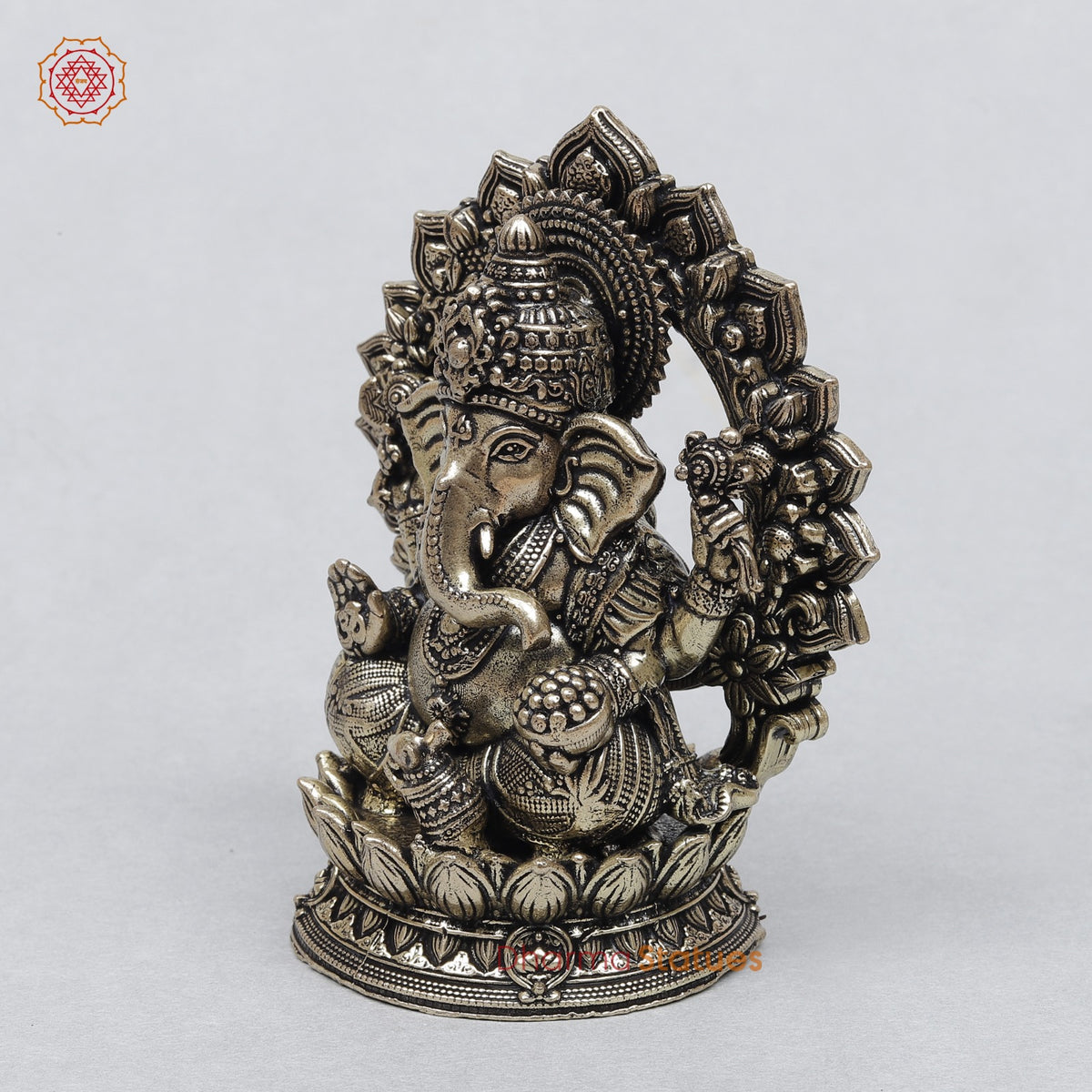 Brass Ganesh Seated Fine With Arch 3.5”