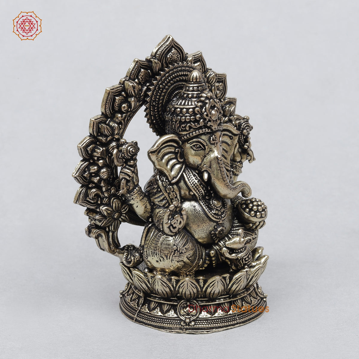 Brass Ganesh Seated Fine With Arch 3.5”