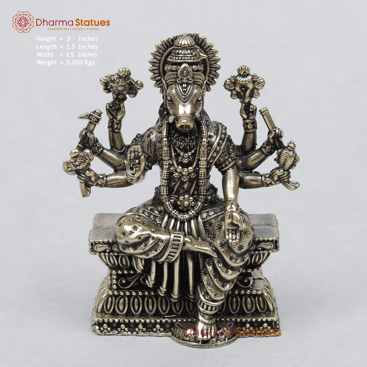 Brass Varahi Amman Seated 3”