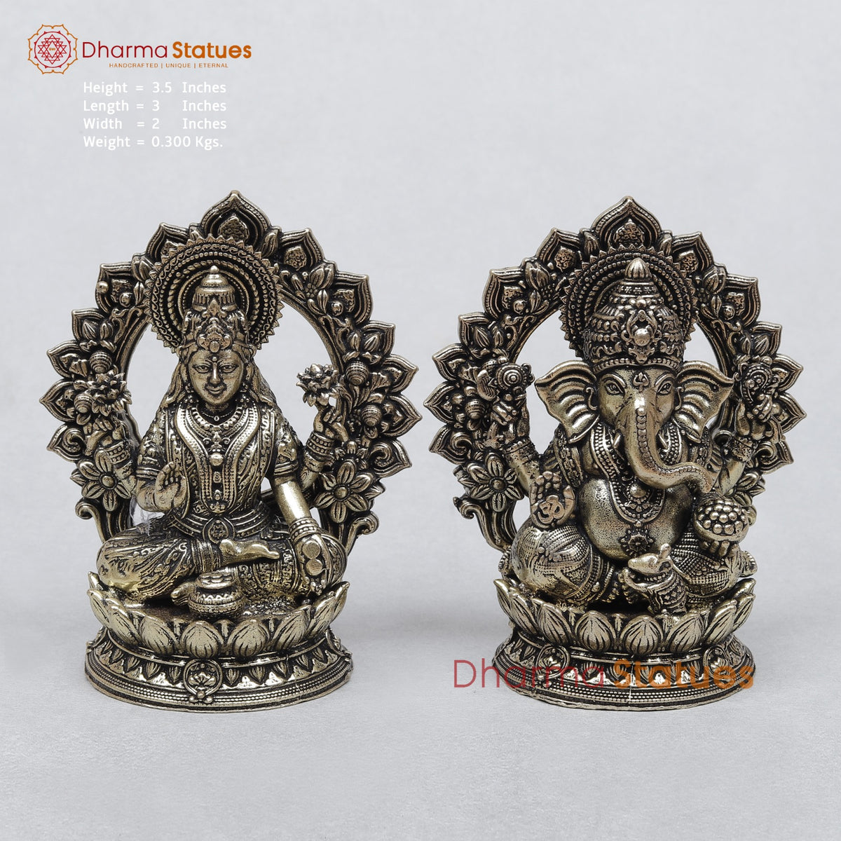 Brass Ganesh Lakshmi Seated Fine With Arch 3.5”