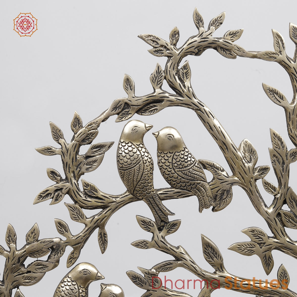 Brass Kalprvriksh with Birds fine, Smooth Finish 23”