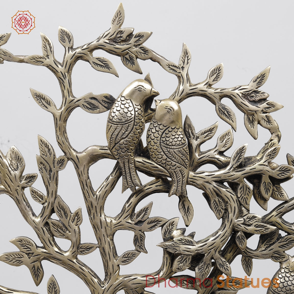 Brass Kalprvriksh with Birds fine, Smooth Finish 23”