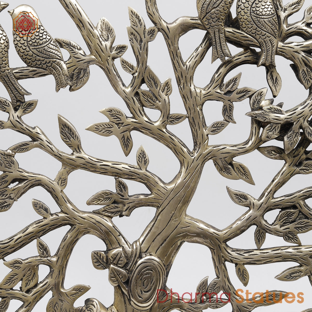 Brass Kalprvriksh with Birds fine, Smooth Finish 23”