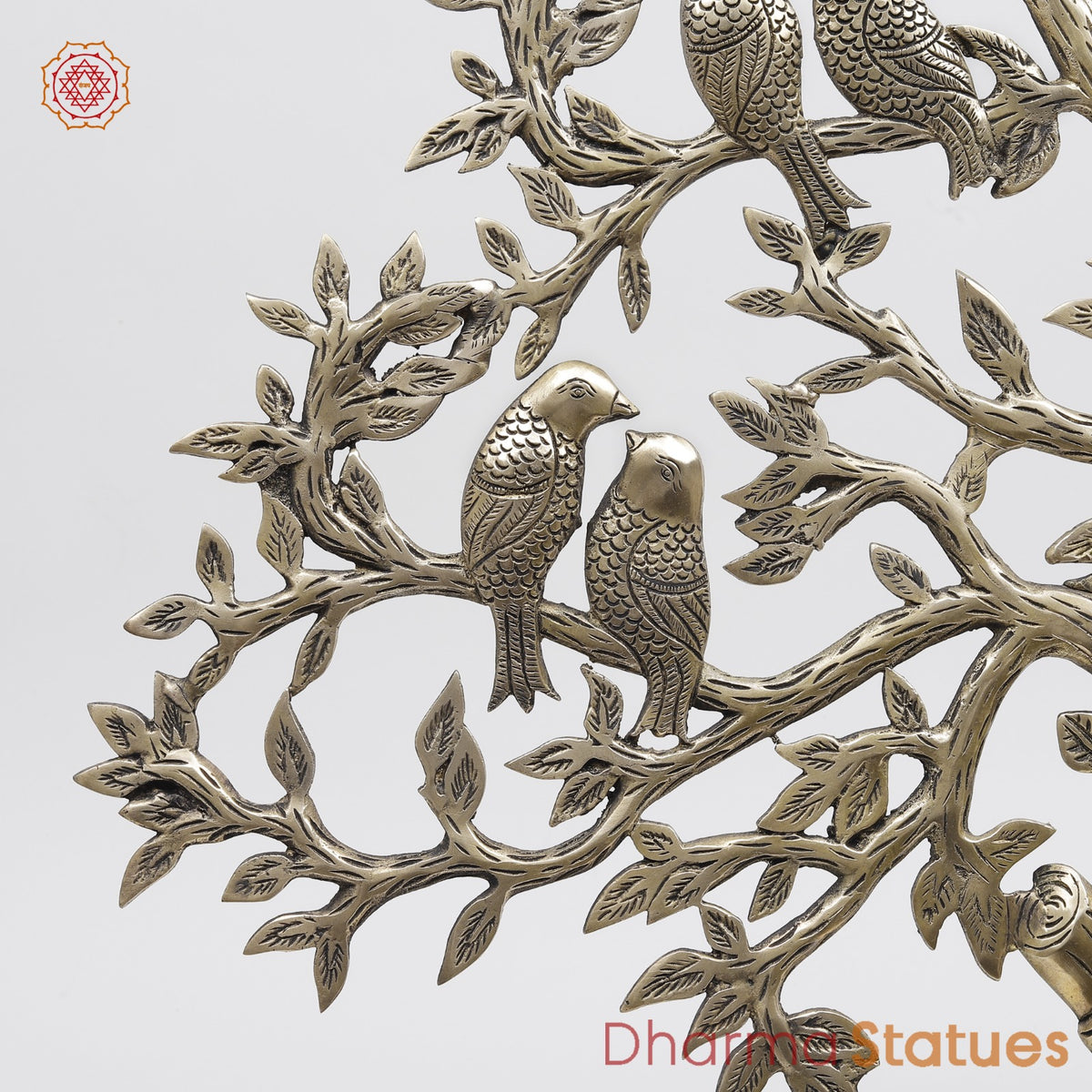 Brass Kalprvriksh with Birds fine, Smooth Finish 23”