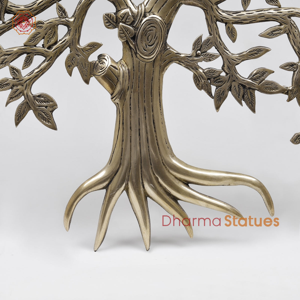 Brass Kalprvriksh with Birds fine, Smooth Finish 23”