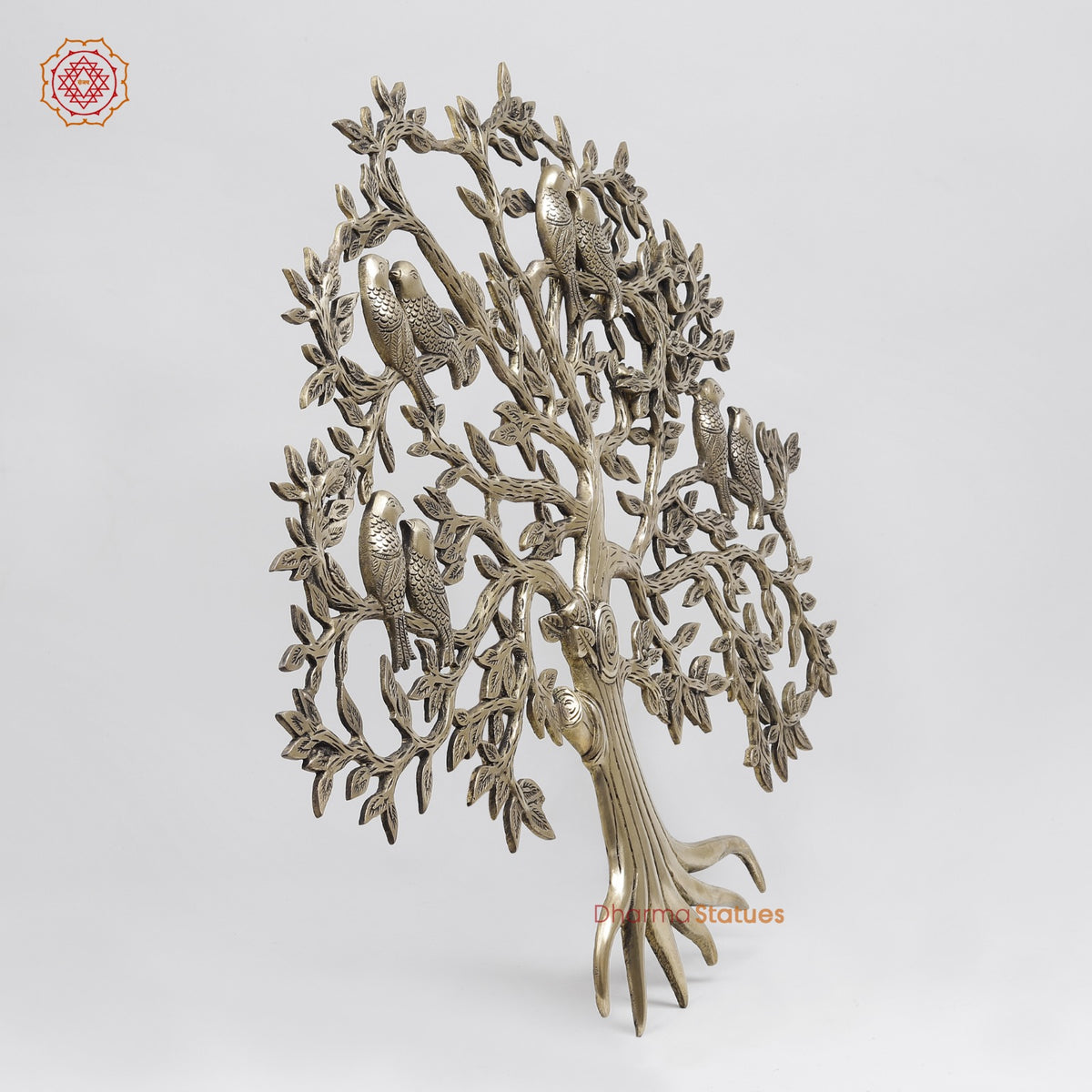 Brass Kalprvriksh with Birds fine, Smooth Finish 23”