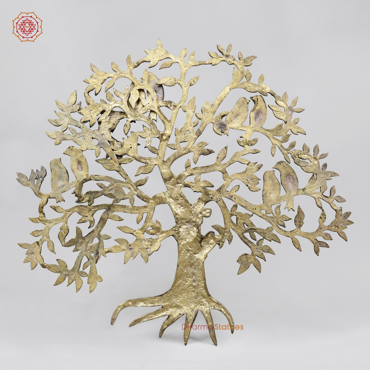 Brass Kalprvriksh with Birds fine, Smooth Finish 23”