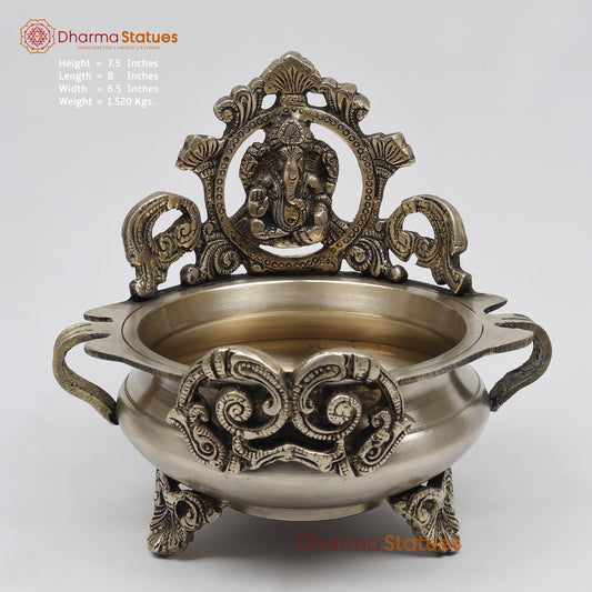 Brass Ganesh Urli Fine, Smooth Finish 7.5”