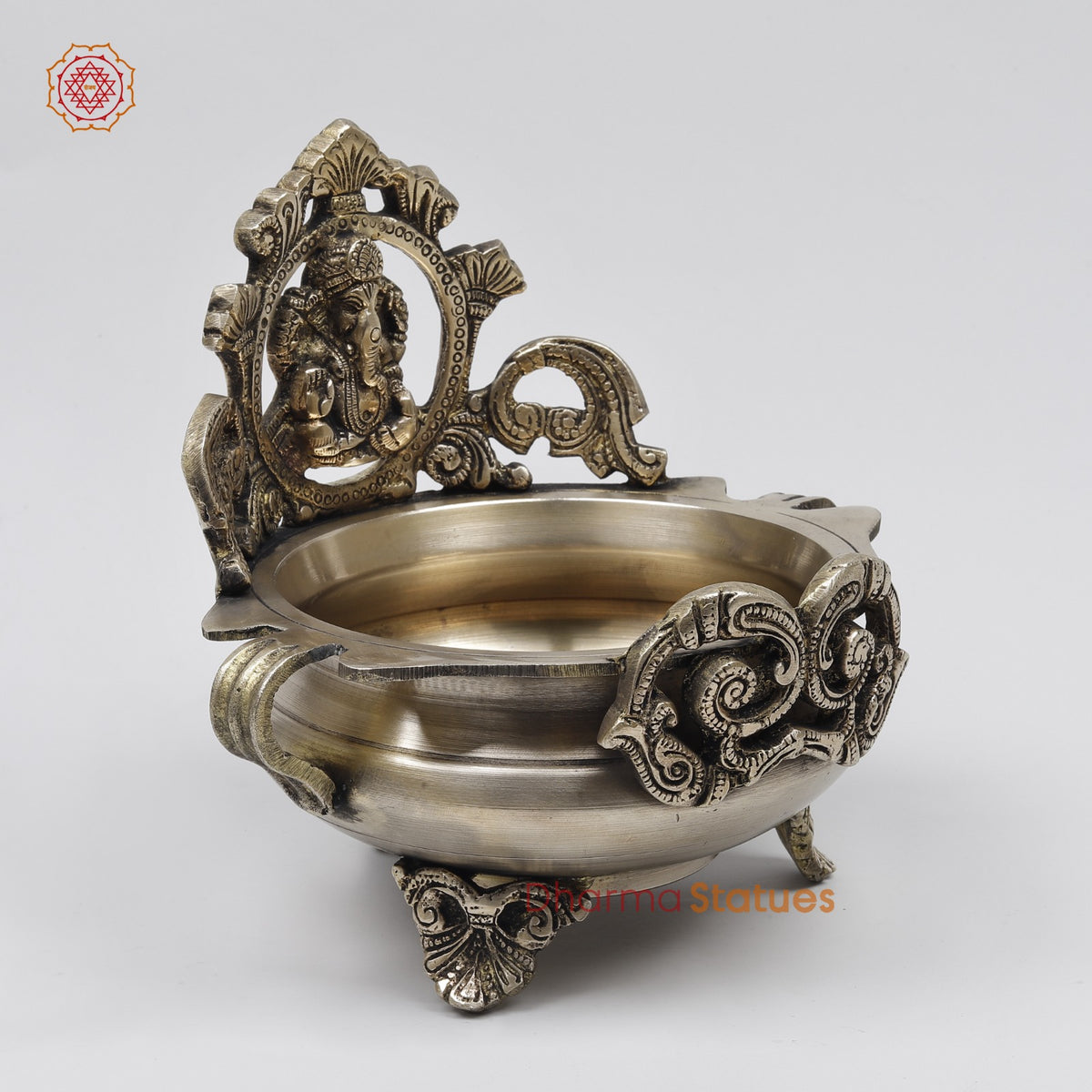 Brass Ganesh Urli Fine, Smooth Finish 7.5”