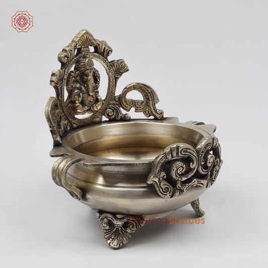 Brass Ganesh Urli Fine, Smooth Finish 7.5”