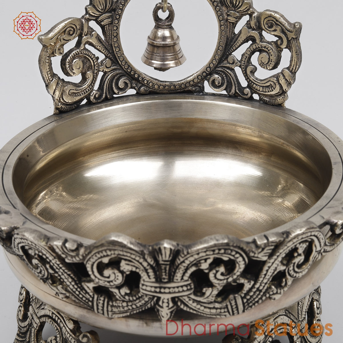 Brass Urli with Bell Fine, Smooth Finish 8.5”