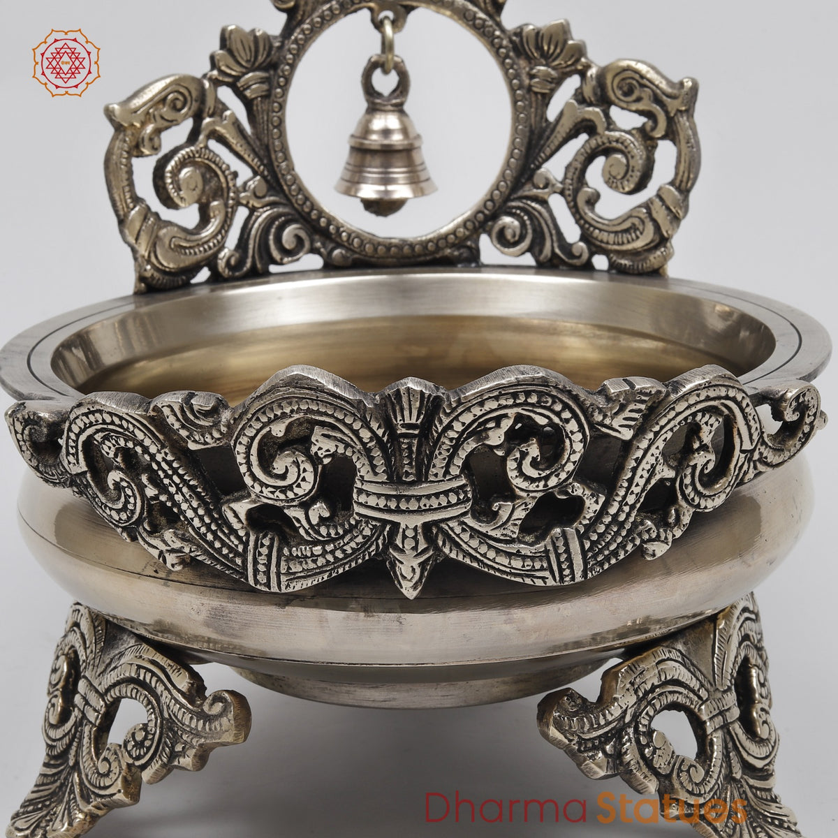Brass Urli with Bell Fine, Smooth Finish 8.5”