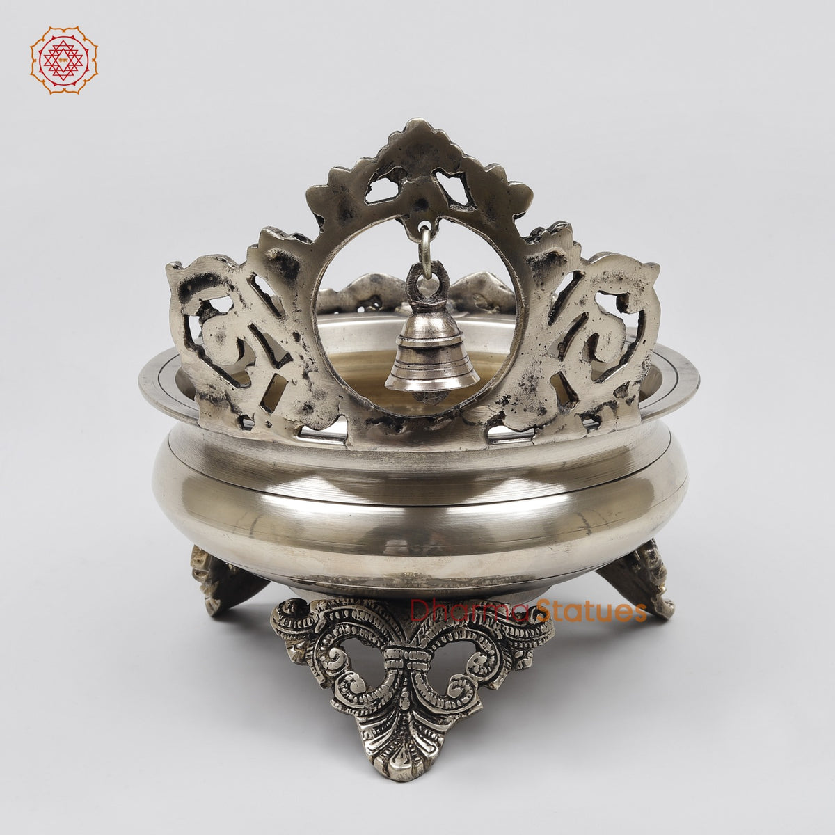 Brass Urli with Bell Fine, Smooth Finish 8.5”