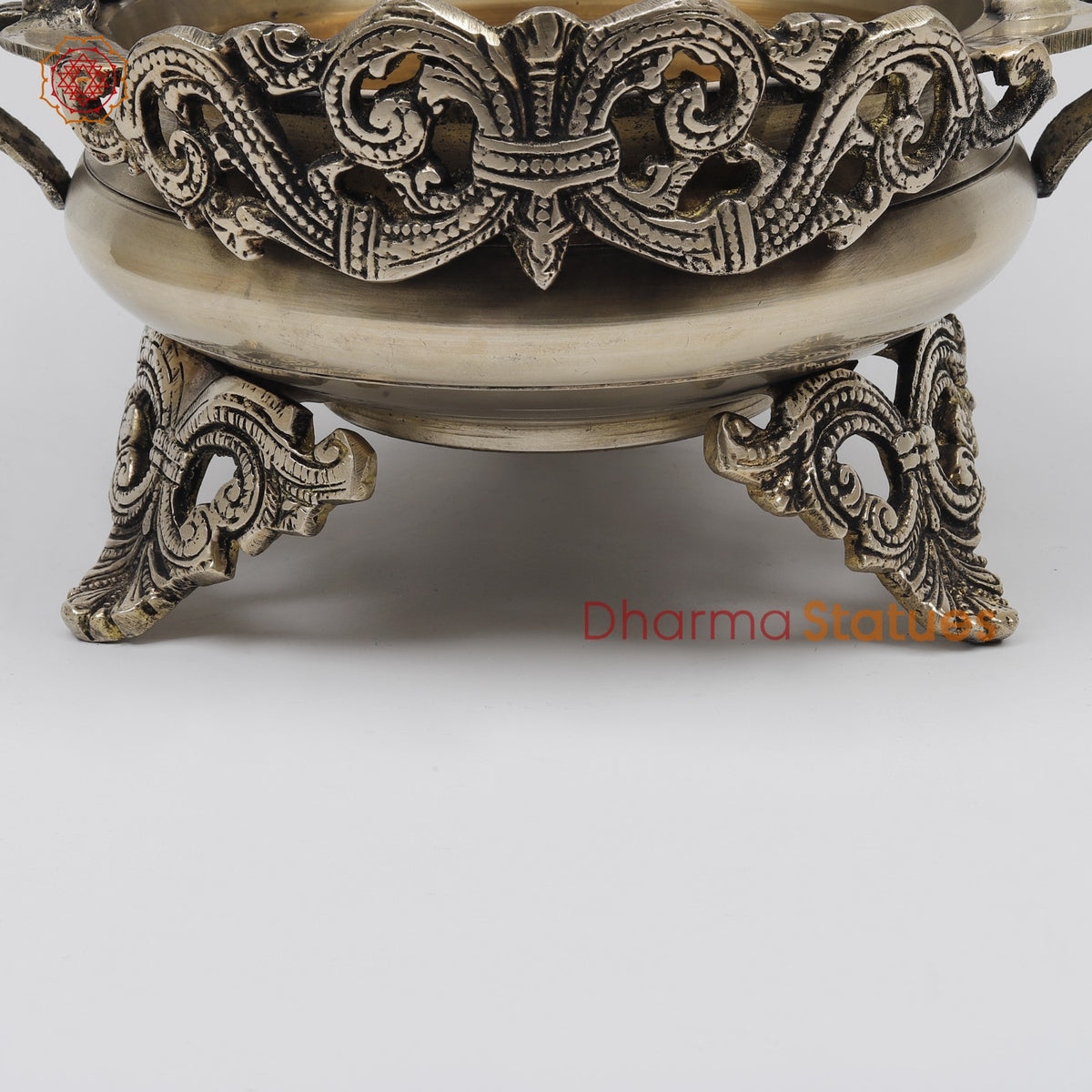 Brass Ganesh Urli with Elephants Fine, Smooth Finish 11”