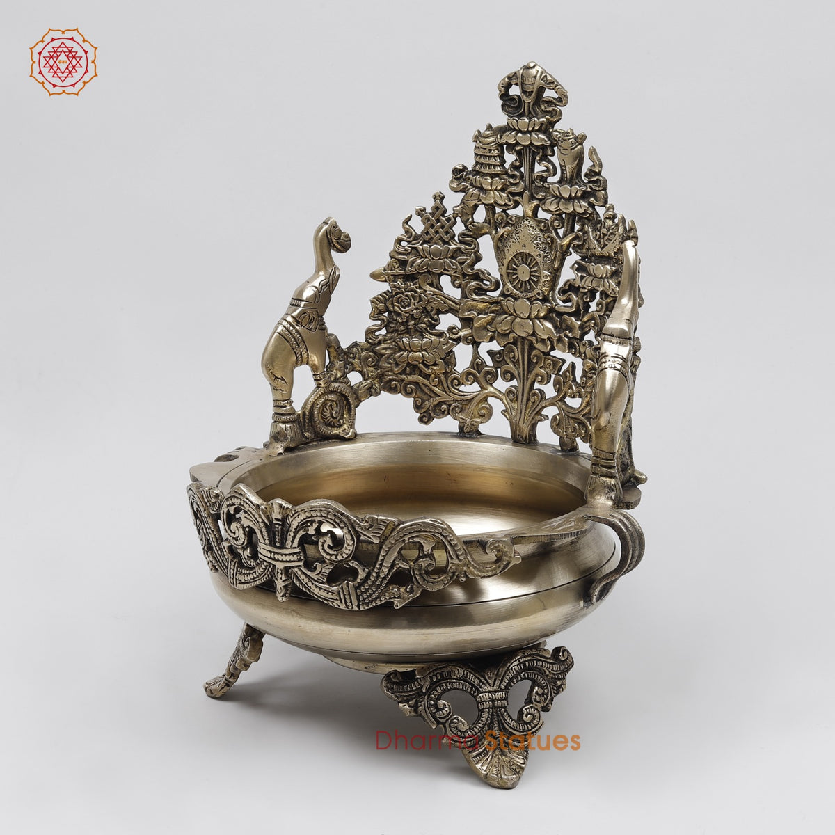 Brass Elephants Urli Fine Carving , Smooth Finish 12”