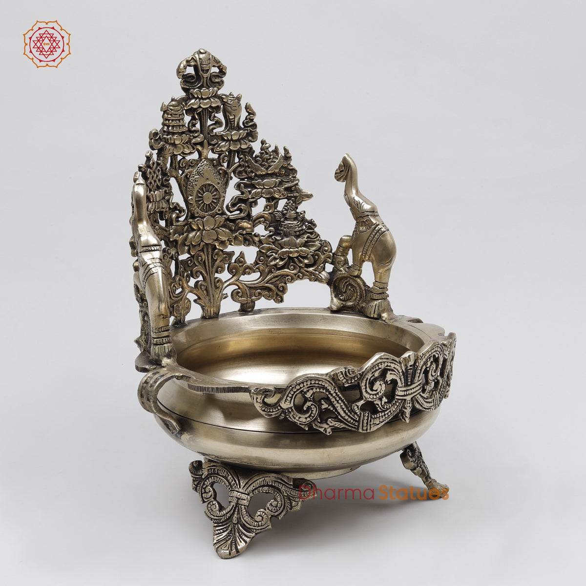 Brass Elephants Urli Fine Carving , Smooth Finish 12”