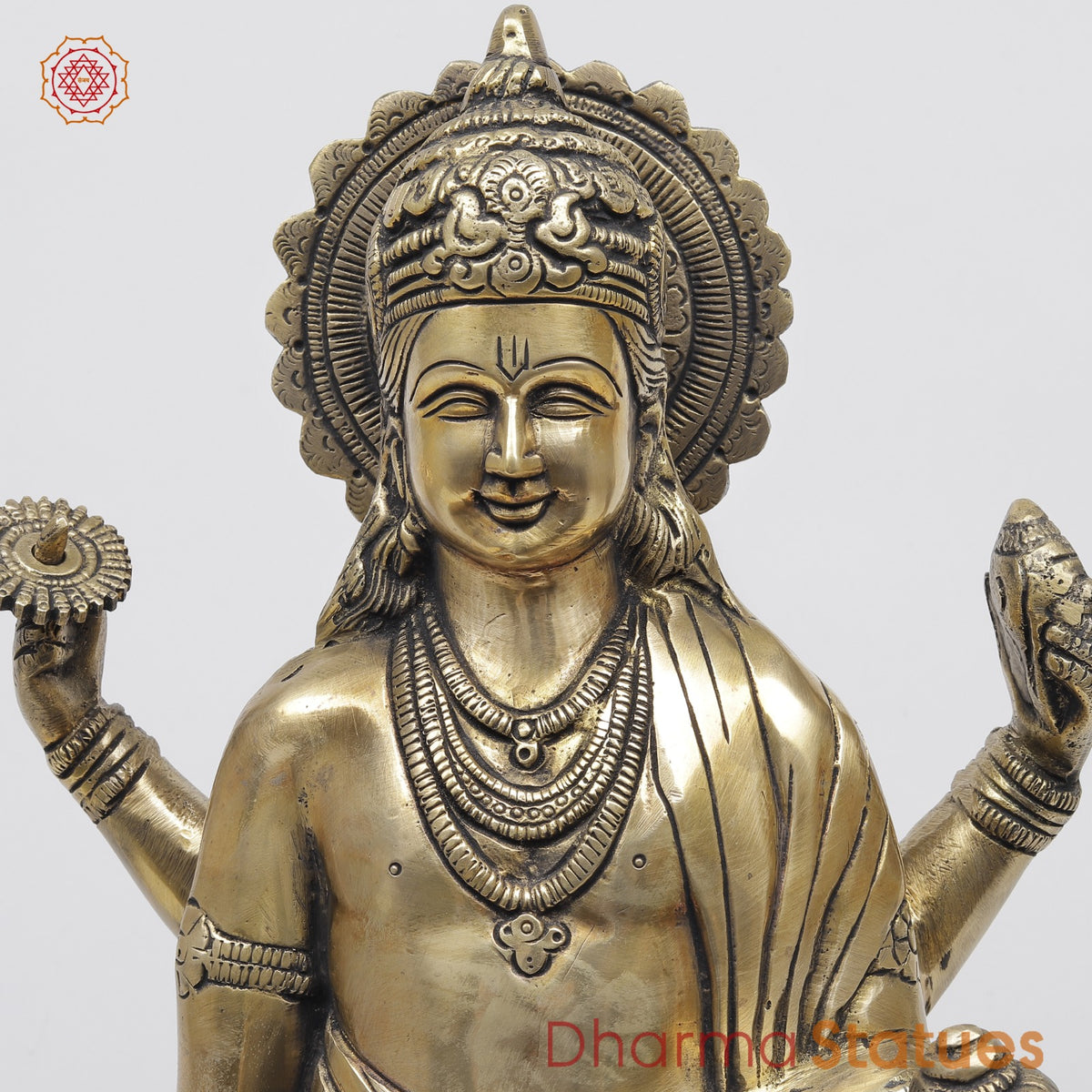 Brass Dhanwantri Standing Fine, Smooth Finish 18”