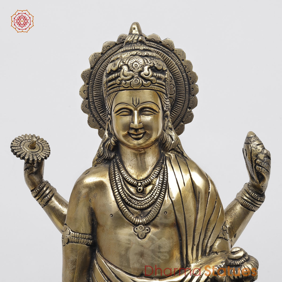 Brass Dhanwantri Standing Fine, Smooth Finish 18”